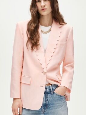 J. Crew Pastel Pink Scalloped Lapel Blazer